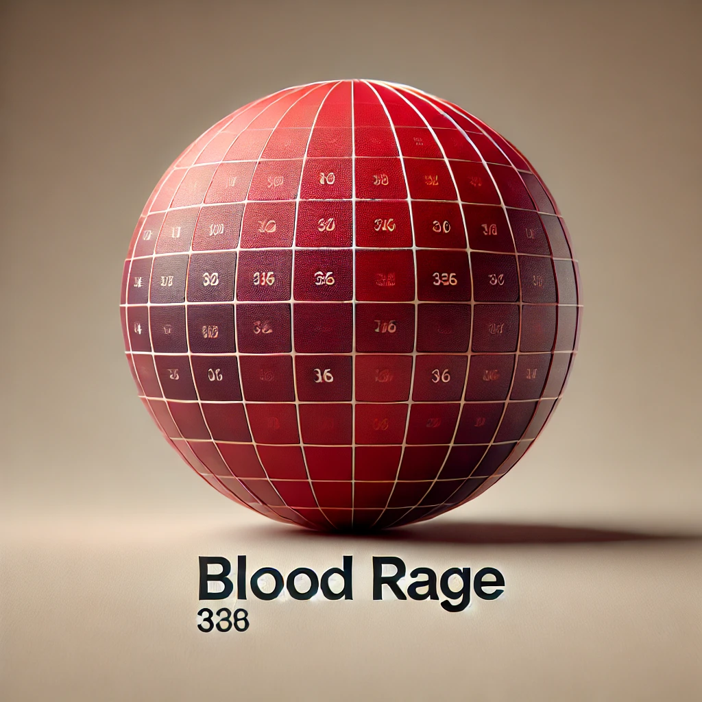 DALL·E 2024-07-23 11.51.37 - A high-quality visual of a red color swatch labeled 'Blood Rage', displayed in a semi-sphere shape with identical texture, reflectivity, and finish. T